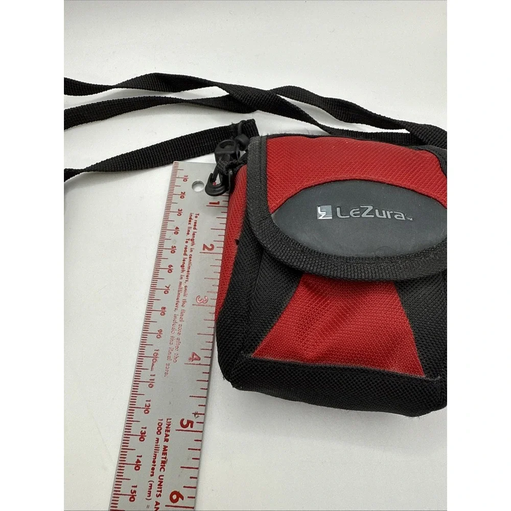 LeZura Small‎ Sized Camera Bag Black And Red Zipper With Strap VGC
